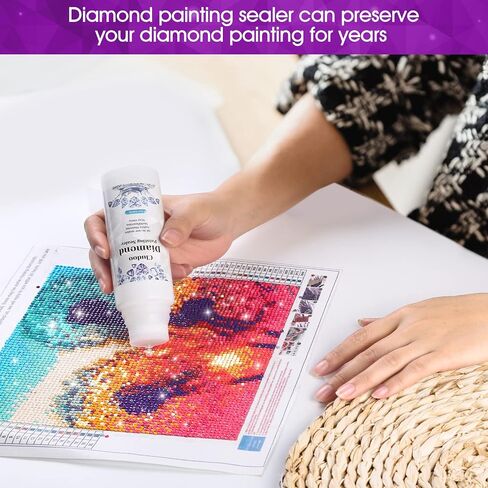 Cludoo 240 مل / 8 أونصة طلاء ألماس صمغ مانع لتسرب الطلاء الماسي 5D، مانع تسرب الفن الماسي لتأثير اللمعان وحافظ دائم على اللوحة الماسية للرسم الماسي والألغاز والحرف اليدوية in Kuwait
