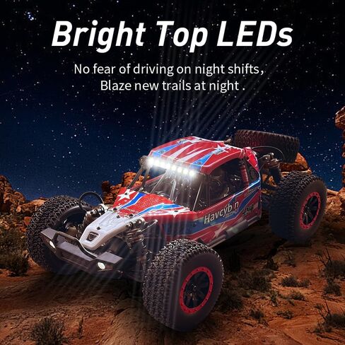 سيارة رياضية havcybin بمقياس 1/10 4WD Desert Buggy RTR RC، 55 كم/ساعة سباق شاحنة التحكم عن بعد نموذج سيارة RTR عدة ألعاب للبالغين (HAV-10-Red) in Kuwait