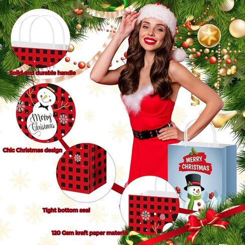 Cholemy 48 Pieces Christmas Paper Gift Bags Assorted Size Bulk Xmas Holiday Gift Bags with Handle Christmas Party Favor Bags for Xmas New Year Holiday Gift Wrapping Party Supplies Decoration in Saudi Arabia
