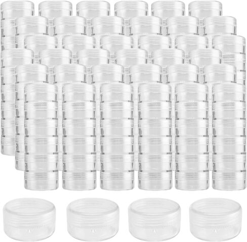 PINGEUI 10 Sets 6 Layer Small Stackable Containers, Plastic Round Stackable Containers, Clear Cylindrical Jewelry Storage Organizer with Lids for Beads, Buttons, Crafts, and small items in Saudi Arabia