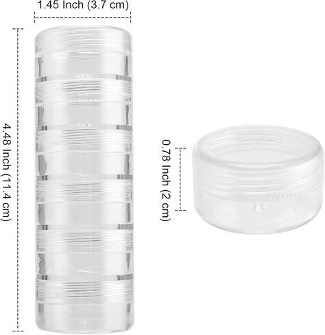 PINGEUI 10 Sets 6 Layer Small Stackable Containers, Plastic Round Stackable Containers, Clear Cylindrical Jewelry Storage Organizer with Lids for Beads, Buttons, Crafts, and small items in Saudi Arabia