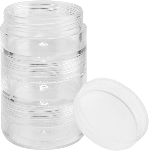 PINGEUI 10 Sets 6 Layer Small Stackable Containers, Plastic Round Stackable Containers, Clear Cylindrical Jewelry Storage Organizer with Lids for Beads, Buttons, Crafts, and small items in Saudi Arabia