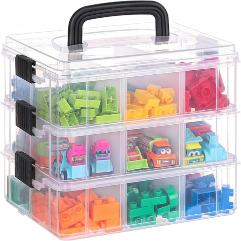 LIANTRAL 3-Tier Stackable Storage Container, Bins & Things Stackable Organizer, Sewing Box Arts & Crafts Organizers and Storage with 18 Adjustable Compartments, Lego Storage Box in Kuwait