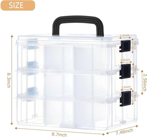 LIANTRAL 3-Tier Stackable Storage Container, Bins & Things Stackable Organizer, Sewing Box Arts & Crafts Organizers and Storage with 18 Adjustable Compartments, Lego Storage Box in Kuwait