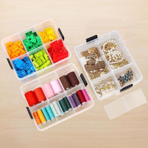 LIANTRAL 3-Tier Stackable Storage Container, Bins & Things Stackable Organizer, Sewing Box Arts & Crafts Organizers and Storage with 18 Adjustable Compartments, Lego Storage Box in Kuwait