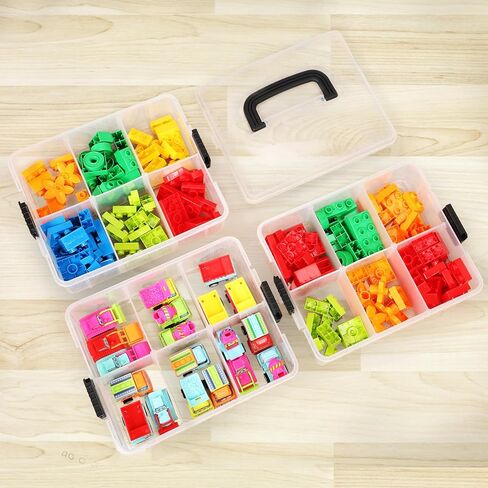 LIANTRAL 3-Tier Stackable Storage Container, Bins & Things Stackable Organizer, Sewing Box Arts & Crafts Organizers and Storage with 18 Adjustable Compartments, Lego Storage Box in Kuwait