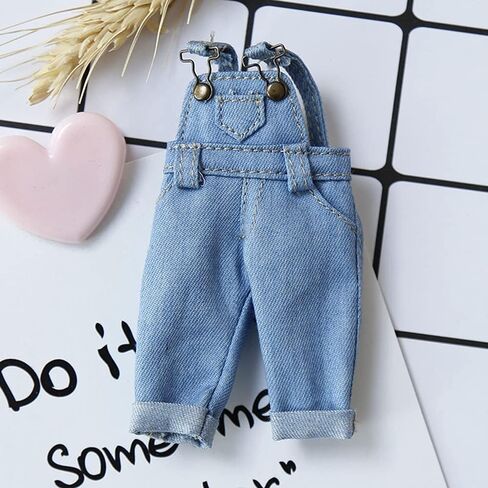 Bjd Clothes Fashion Strap Denim Trousers for Ob11,Body9,GSC,1/12bjd Doll Clothes Accessories Pants (Blue) in Saudi Arabia