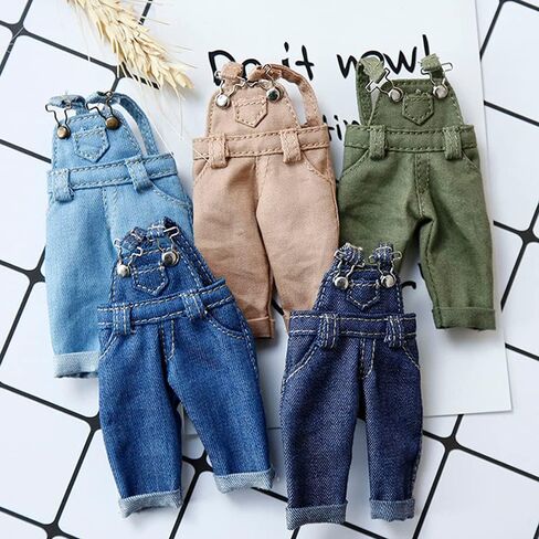 Bjd Clothes Fashion Strap Denim Trousers for Ob11,Body9,GSC,1/12bjd Doll Clothes Accessories Pants (Blue) in Saudi Arabia