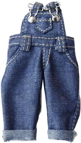 Bjd Clothes Fashion Strap Denim Trousers for Ob11,Body9,GSC,1/12bjd Doll Clothes Accessories Pants (Blue) in Saudi Arabia