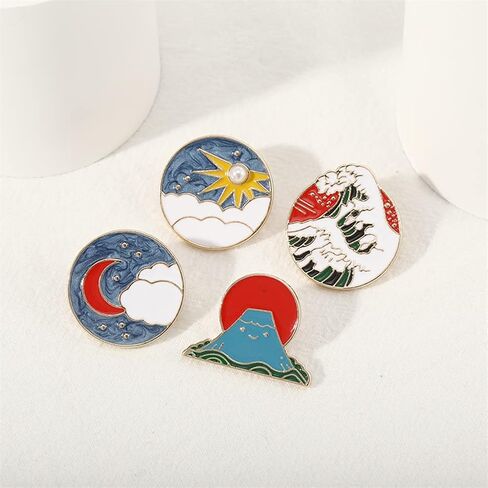 دبابيس المينا في الهواء الطلق لحقائب الظهر موجة الطبيعة مشهد جولة سبيكة بروش دبابيس شارة التخييم دبابيس لطيف الكرتون بروش دبابيس التلبيب لحقائب الظهر شارات القبعات أكياس التلبيب دبابيس ملحق للنساء الفتيات الاطفال هدية in Kuwait