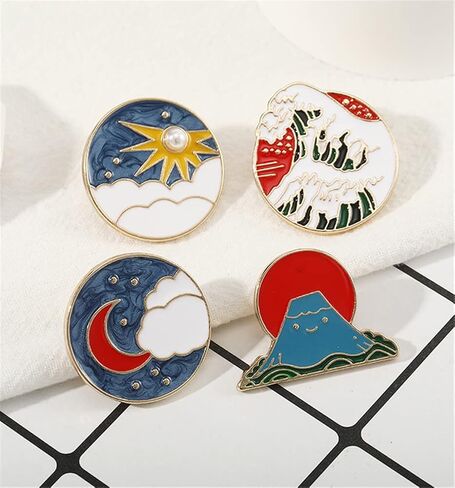 دبابيس المينا في الهواء الطلق لحقائب الظهر موجة الطبيعة مشهد جولة سبيكة بروش دبابيس شارة التخييم دبابيس لطيف الكرتون بروش دبابيس التلبيب لحقائب الظهر شارات القبعات أكياس التلبيب دبابيس ملحق للنساء الفتيات الاطفال هدية in Kuwait