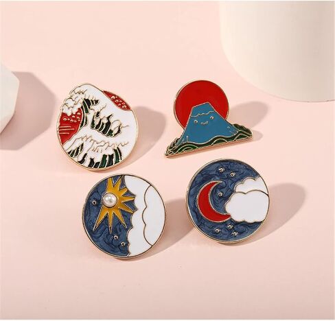 دبابيس المينا في الهواء الطلق لحقائب الظهر موجة الطبيعة مشهد جولة سبيكة بروش دبابيس شارة التخييم دبابيس لطيف الكرتون بروش دبابيس التلبيب لحقائب الظهر شارات القبعات أكياس التلبيب دبابيس ملحق للنساء الفتيات الاطفال هدية in Kuwait