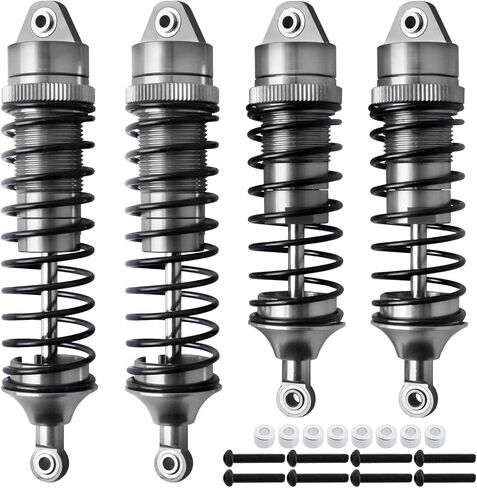 4Pcs All Metal Aluminum Front & Rear RC Shocks for 1/10 RC Truck Traxxas Slash 4x4 Rustler 4X4 shocks Stampede 4X4 shocks Hoss 4X4 Replace 5862 3760 3762 (Blue) in Kuwait