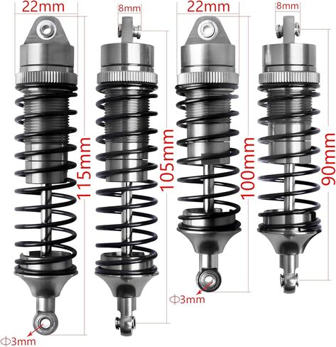 4Pcs All Metal Aluminum Front & Rear RC Shocks for 1/10 RC Truck Traxxas Slash 4x4 Rustler 4X4 shocks Stampede 4X4 shocks Hoss 4X4 Replace 5862 3760 3762 (Blue) in Kuwait