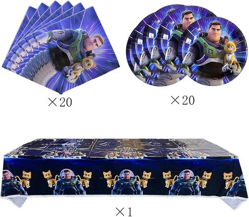 41 قطعة من لوازم الحفلات بتصميم باز لايت يير 20 طبق، 20 منديل ومئدة، مستلزمات تزيين حفلات أعياد الميلاد بتصميم باز لايت يير in Kuwait