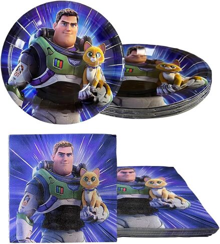 41 قطعة من لوازم الحفلات بتصميم باز لايت يير 20 طبق، 20 منديل ومئدة، مستلزمات تزيين حفلات أعياد الميلاد بتصميم باز لايت يير in Kuwait