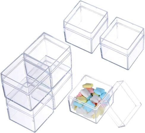 حاويات تخزين الخرز، عبوة من 12 علبة بلاستيكية صغيرة مع غطاء مفصلي، 2 × 2 × 2 انش، حافظة مربعة شفافة لحفظ حبوب الدواء والاعشاب والخرز الصغير والاقراط والمجوهرات وغيرها in Kuwait