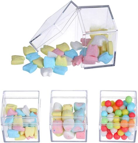 حاويات تخزين الخرز، عبوة من 12 علبة بلاستيكية صغيرة مع غطاء مفصلي، 2 × 2 × 2 انش، حافظة مربعة شفافة لحفظ حبوب الدواء والاعشاب والخرز الصغير والاقراط والمجوهرات وغيرها in Kuwait