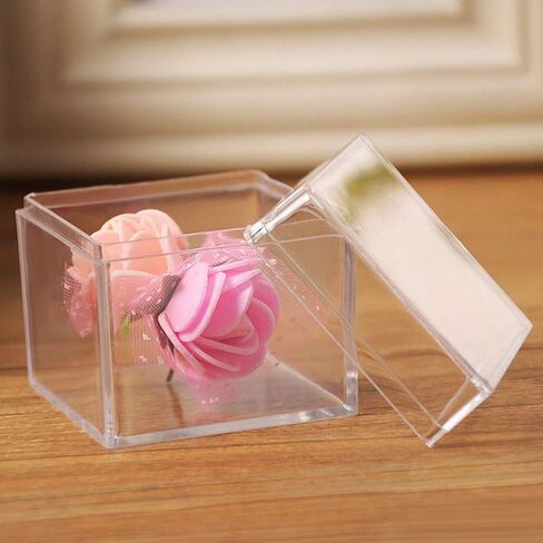 حاويات تخزين الخرز، عبوة من 12 علبة بلاستيكية صغيرة مع غطاء مفصلي، 2 × 2 × 2 انش، حافظة مربعة شفافة لحفظ حبوب الدواء والاعشاب والخرز الصغير والاقراط والمجوهرات وغيرها in Kuwait