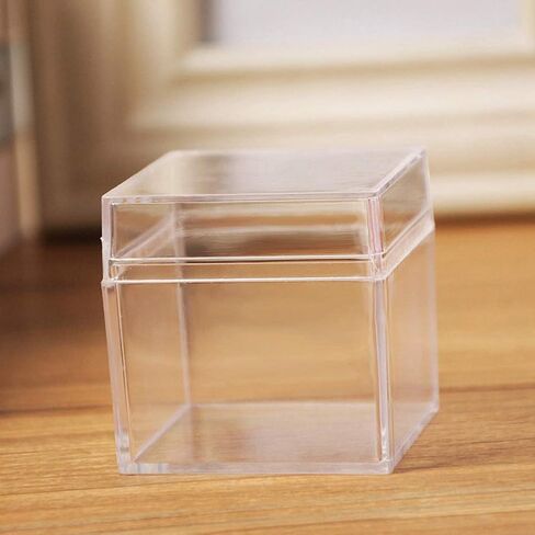 حاويات تخزين الخرز، عبوة من 12 علبة بلاستيكية صغيرة مع غطاء مفصلي، 2 × 2 × 2 انش، حافظة مربعة شفافة لحفظ حبوب الدواء والاعشاب والخرز الصغير والاقراط والمجوهرات وغيرها in Kuwait