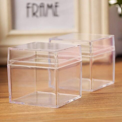 حاويات تخزين الخرز، عبوة من 12 علبة بلاستيكية صغيرة مع غطاء مفصلي، 2 × 2 × 2 انش، حافظة مربعة شفافة لحفظ حبوب الدواء والاعشاب والخرز الصغير والاقراط والمجوهرات وغيرها in Kuwait