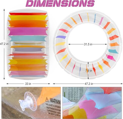 عوامة حمام السباحة ذات العجلات المائية من جوليو، عوامة دوارة قابلة للنفخ مقاس 47 بوصة للأطفال، لعبة حمام سباحة ملونة عملاقة لحمامات السباحة للأطفال والبحيرات والشواطئ والمروج وحفلات الصيف الممتعة in Kuwait