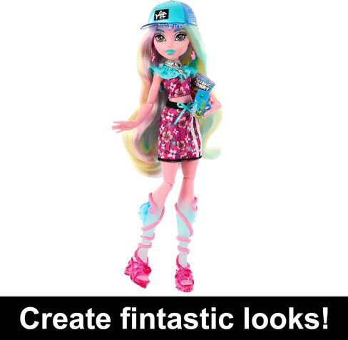 مجموعة أزياء ودمية Monster High، لون أزرق لاجونا مع خزانة ملابس وأكثر من 19 مفاجأة، وأسرار Skulltimate in Saudi Arabia