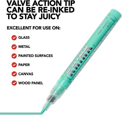 قلم طلاء فضي Krink K-11 - علامات طلاء أكريليك للفنون الجميلة نابضة بالحياة وغير شفافة - علامات فنية للأسطح البلاستيكية المطلية بالورق والمزيد - علامات جرافيتي لكتابة الرسم والرسم in Saudi Arabia