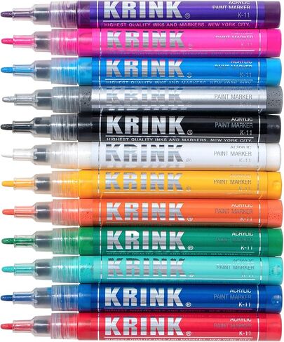قلم طلاء فضي Krink K-11 - علامات طلاء أكريليك للفنون الجميلة نابضة بالحياة وغير شفافة - علامات فنية للأسطح البلاستيكية المطلية بالورق والمزيد - علامات جرافيتي لكتابة الرسم والرسم in Saudi Arabia