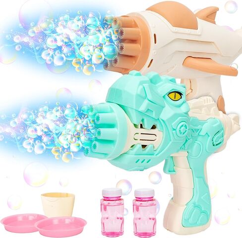 2 مسدس فقاعات مع زجاجتين من محلول إعادة ملء الفقاعات، آلة فقاعات على شكل ديناصورات وطائرات فضائية للأطفال الصغار من سن 1 إلى 3 سنوات، هدايا حفلات قاذف الفقاعات، لعبة صيفية، نشاط خارجي، عيد الفصح، هدية عيد ميلاد in Kuwait