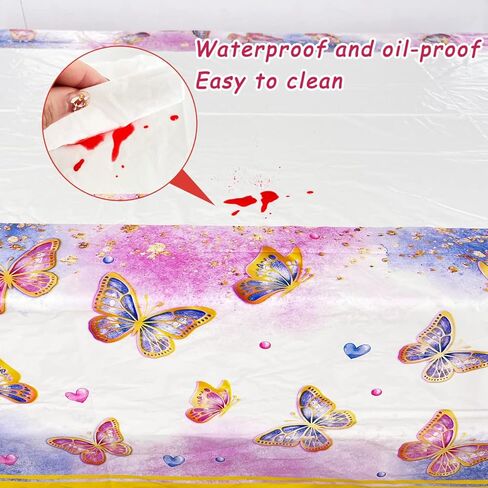 Butterfly Party Decorations ,121Pcs Butterfly Plates and Napkins Tableware Set for 30 Guests Birthday Party and Girl Baby Shower Butterfly Theme Party Decorations with Butterfly Tablecloth Plastic in Kuwait