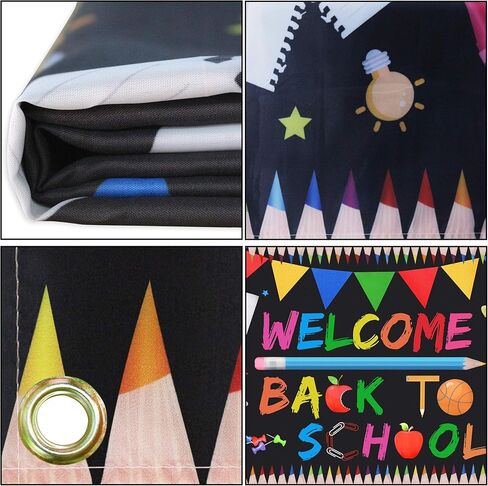 لافتة بعبارة Welcome Back To School - قماش كبير جدًا 70 انش × 40 انش - لافتة خلفية لليوم الاول من المدرسة - لوازم زينة حفلات الترحيب بالعودة الى المدرسة - ديكور خلفية للصور المدرسية والمكتب والفصول in Kuwait