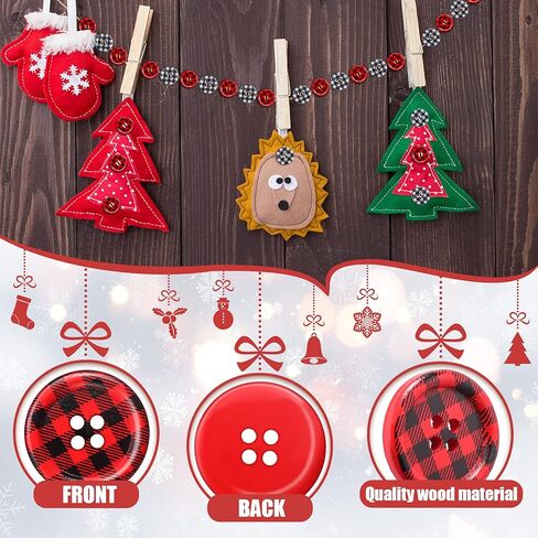 240 قطعة أزرار خشبية لعيد الميلاد الجاموس منقوشة أزرار الخياطة 4 فتحات الخشب الملونة أزرار 0.8 بوصة جولة أزرار عيد الميلاد تخزين أزرار الديكور لصناعات يدوية الخياطة اليدوية in Kuwait