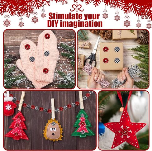 240 قطعة أزرار خشبية لعيد الميلاد الجاموس منقوشة أزرار الخياطة 4 فتحات الخشب الملونة أزرار 0.8 بوصة جولة أزرار عيد الميلاد تخزين أزرار الديكور لصناعات يدوية الخياطة اليدوية in Kuwait