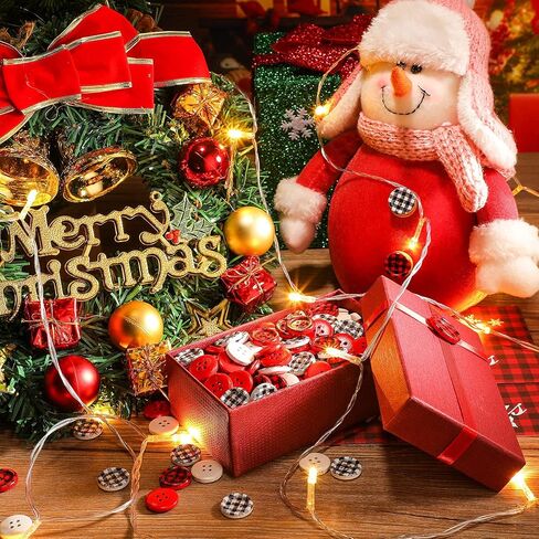 240 قطعة أزرار خشبية لعيد الميلاد الجاموس منقوشة أزرار الخياطة 4 فتحات الخشب الملونة أزرار 0.8 بوصة جولة أزرار عيد الميلاد تخزين أزرار الديكور لصناعات يدوية الخياطة اليدوية in Kuwait