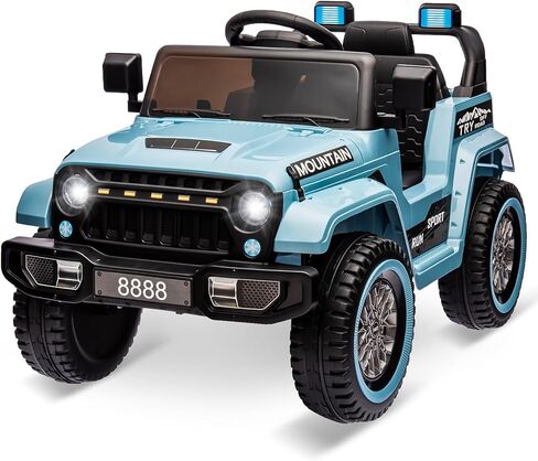 Hetoy Kids Ride On Truck Car, 12V Battery Powered Electric Car w/Parent Remote Control, Spring Suspension, 3 Speeds, LED Lights, Music & Horn, Kids Electric Vehicle Toy Gift for Boys Girls, Navy Blue in Kuwait