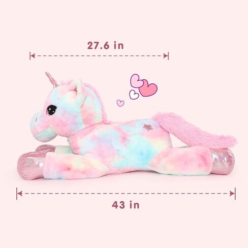 Tezituor 43'' Big Unicorn Plush Toys,Giant Unicorn Stuffed Animals,Unicorn Birthday Decorations for Girls,White Unicorns Gifts for Children in Kuwait