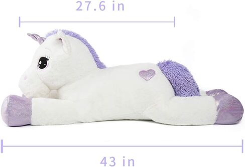 Tezituor 43'' Big Unicorn Plush Toys,Giant Unicorn Stuffed Animals,Unicorn Birthday Decorations for Girls,White Unicorns Gifts for Children in Kuwait
