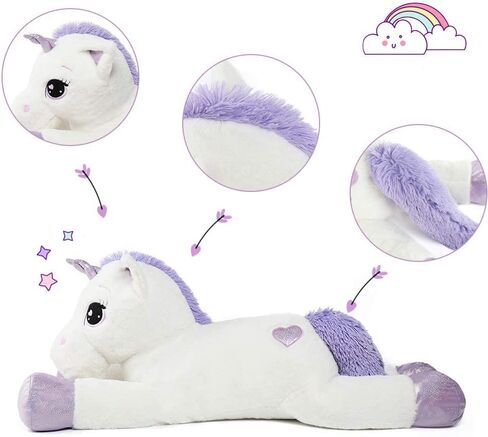 Tezituor 43'' Big Unicorn Plush Toys,Giant Unicorn Stuffed Animals,Unicorn Birthday Decorations for Girls,White Unicorns Gifts for Children in Kuwait