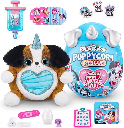 Rainbocorns Sequin Surprise Series 5 Puppycorn Rescue (سجق نادر) من ZURU، حيوانات محشوة قطيفة قابلة للتجميع، بيضة مفاجأة، ملصقات، سلايم حقنة، للأعمار من 3 سنوات فما فوق للفتيات والأطفال in Kuwait