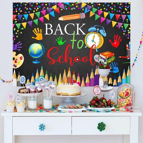 Mocsicka Back to School Backdrop First Day of School Background Welcome to School Black Chalkboard Classroom Party Decorations Banner Photo Studio Props (5x3ft) in Saudi Arabia