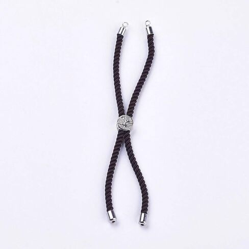 Beadthoven 10 Strands Adjustable Nylon Slider Bracelet Making 9’’ Inch(23cm) Twisted Cord Bracelet Makings with Brass Findings Real Platinum Plated Tree of Life Charms Jewelry Making(Gray) in Kuwait