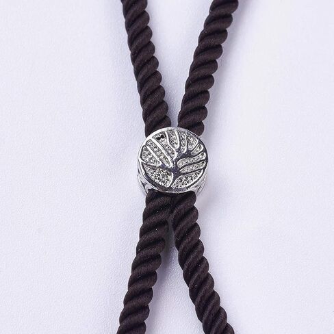 Beadthoven 10 Strands Adjustable Nylon Slider Bracelet Making 9’’ Inch(23cm) Twisted Cord Bracelet Makings with Brass Findings Real Platinum Plated Tree of Life Charms Jewelry Making(Gray) in Kuwait