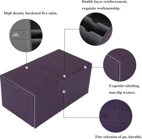 AEGIS GUARDIAN Card Deck Box for MTG with 3 Tray Commander Deck Box Hold 200+ Double Sleeved Cards, PU Leather 7 Strong Magnets Card Storage Box Deck Game Case for TCG CCG, Black in Kuwait