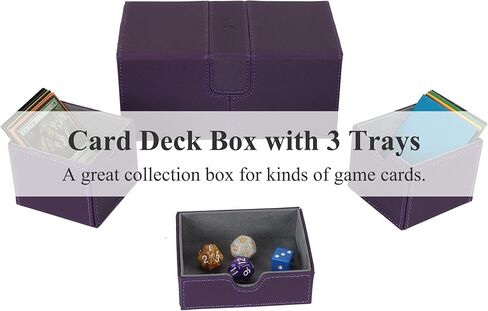 AEGIS GUARDIAN Card Deck Box for MTG with 3 Tray Commander Deck Box Hold 200+ Double Sleeved Cards, PU Leather 7 Strong Magnets Card Storage Box Deck Game Case for TCG CCG, Black in Kuwait