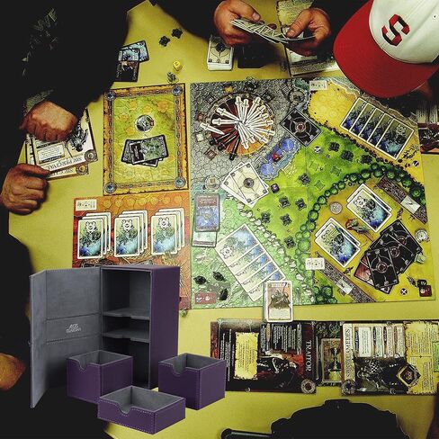 AEGIS GUARDIAN Card Deck Box for MTG with 3 Tray Commander Deck Box Hold 200+ Double Sleeved Cards, PU Leather 7 Strong Magnets Card Storage Box Deck Game Case for TCG CCG, Black in Kuwait