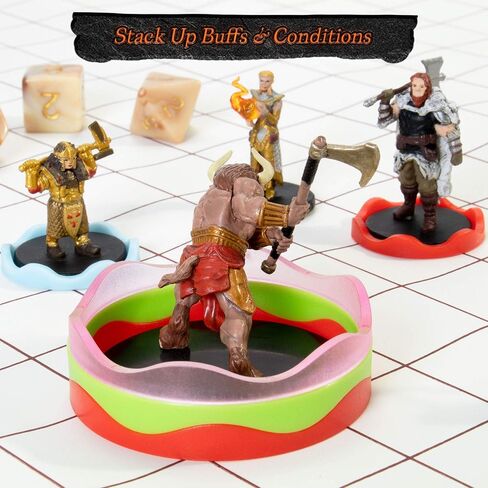 Rings of Power - Tabletop Condition Markers - RPG Board Game Accessories - Colorful Ring Set for HP, Effects, Damage, Spells, & Stats - for DND & More Strategy Games - 72 Pieces, Standard & Mini Size in Kuwait