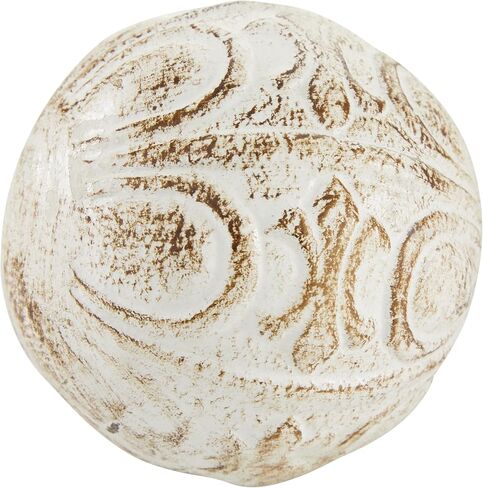 Deco 79 Ceramic Handmade Carved Orbs & Vase Filler with Varying Patterns, Set of 4 4"W, 4"H, White in Saudi Arabia