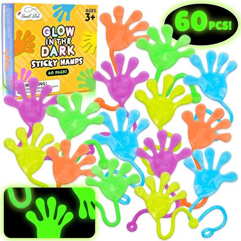 60 قطعة من الأيدي اللزجة المتوهجة في الظلام - ألعاب حسية كبيرة، حقائب هدايا لحفلات عيد الميلاد للأيدي اللزجة للأطفال، حقائب هدايا لحفلات أعياد الميلاد، جوائز للأطفال، ألعاب صندوق الكنز للفصول الدراسية in Kuwait