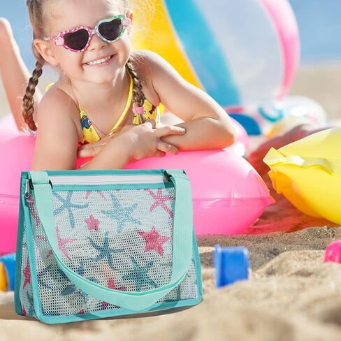 Shell Bag for Kids Mesh Beach Bag Sand Toys Mesh Seashell Bag Beach Toy Shell Collecting Bag Beach Tote Crossbody Bag for Boys and Girls Beach Accessories(Starfish) in Saudi Arabia